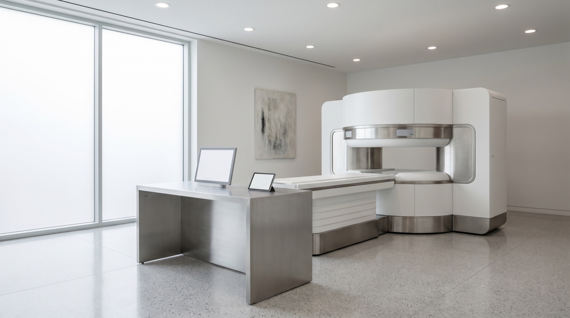 A clinical exam room with diagnostic equipment